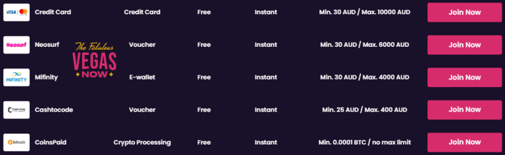 vegas now casino deposit