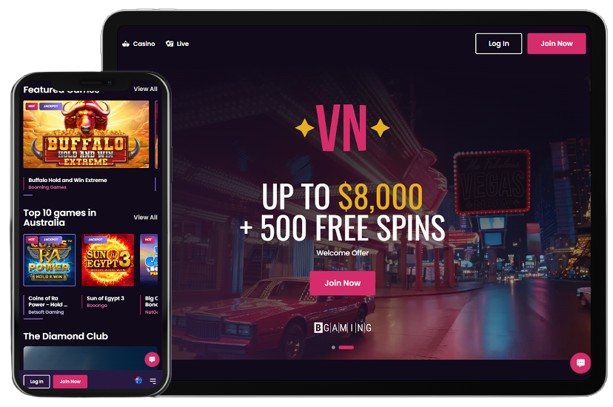 vegasnow app on phone and tablet